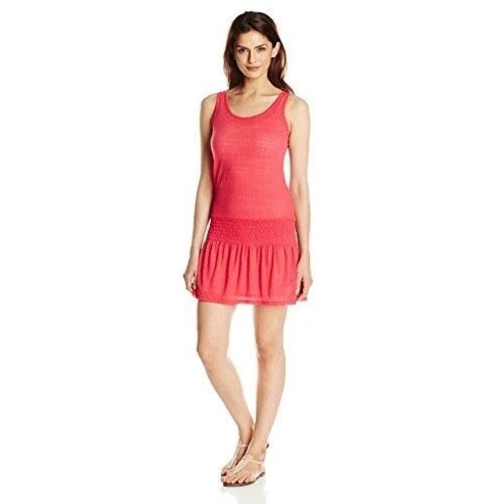 Prana Zadie Cover Up Dress M Pink Scoop‎ Sleeveless Elastic Waistband Smocked